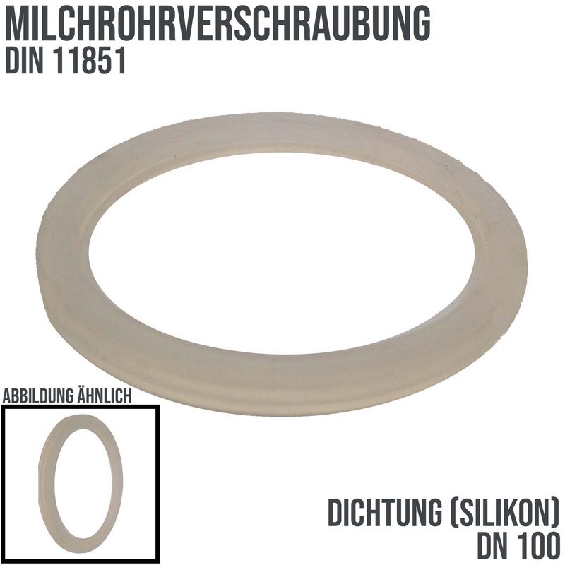 DN 100 Milchrohr DIN 11851 Dichtung Silikon transparent FDA - 104 x 114 x 6 mm
