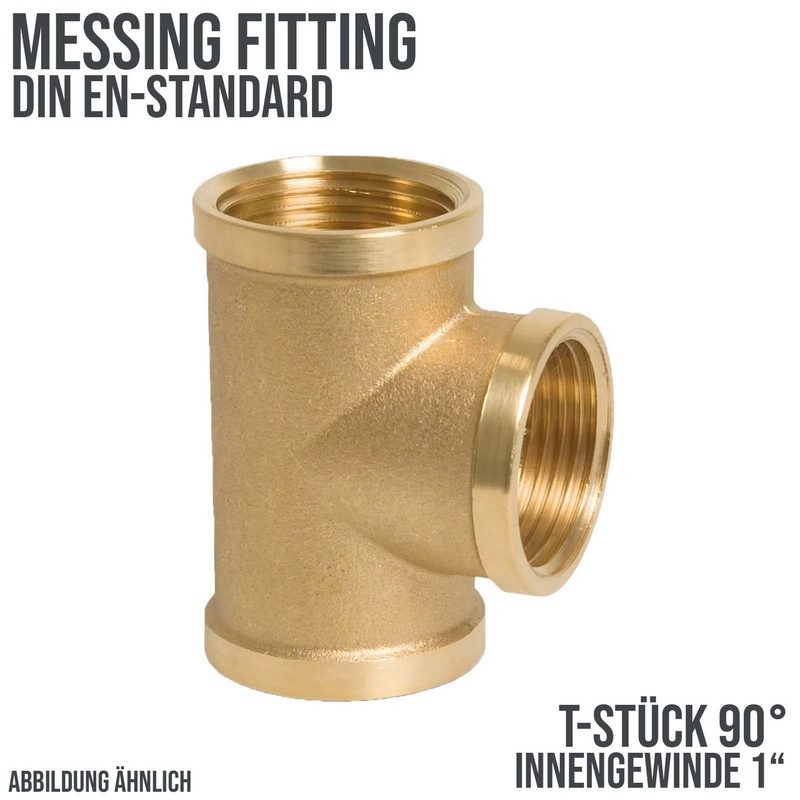 1" T-Stück 90° Nr. 130 Innen x Innengewinde IG Messing Fittings PN 30 bar