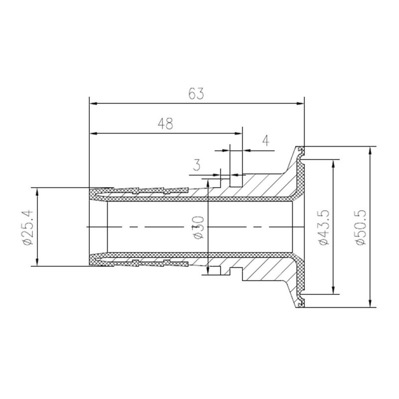 CLAMP Kupplung 50,5 mm Schlauch Rillen Stutzen Tülle PFA beschichtet 25 mm 1" - PN 16 bar
