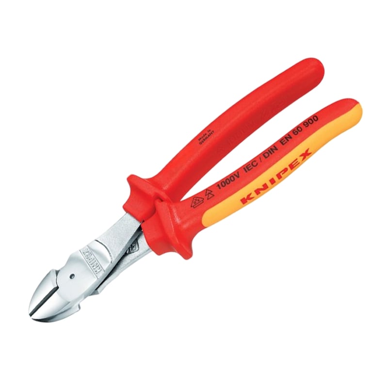 200 mm Kraft Seiten Schneider Zange VDE verchromt 2K Griffe Knipex
