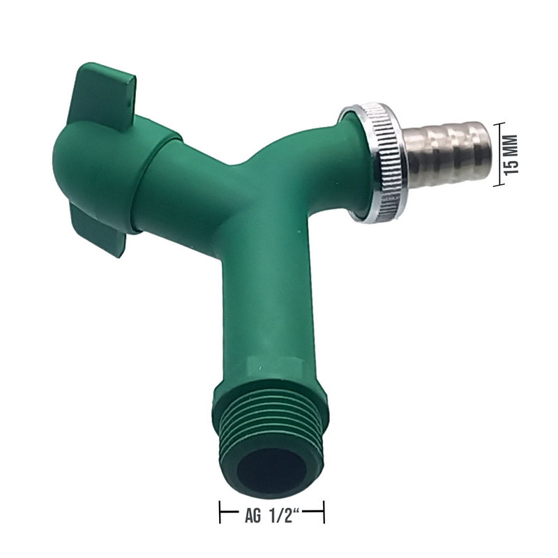 1/2" AG Kunstoff (PA 6) Auslauf Ventil Wasser Hahn Tülle 15 mm KTW - grün