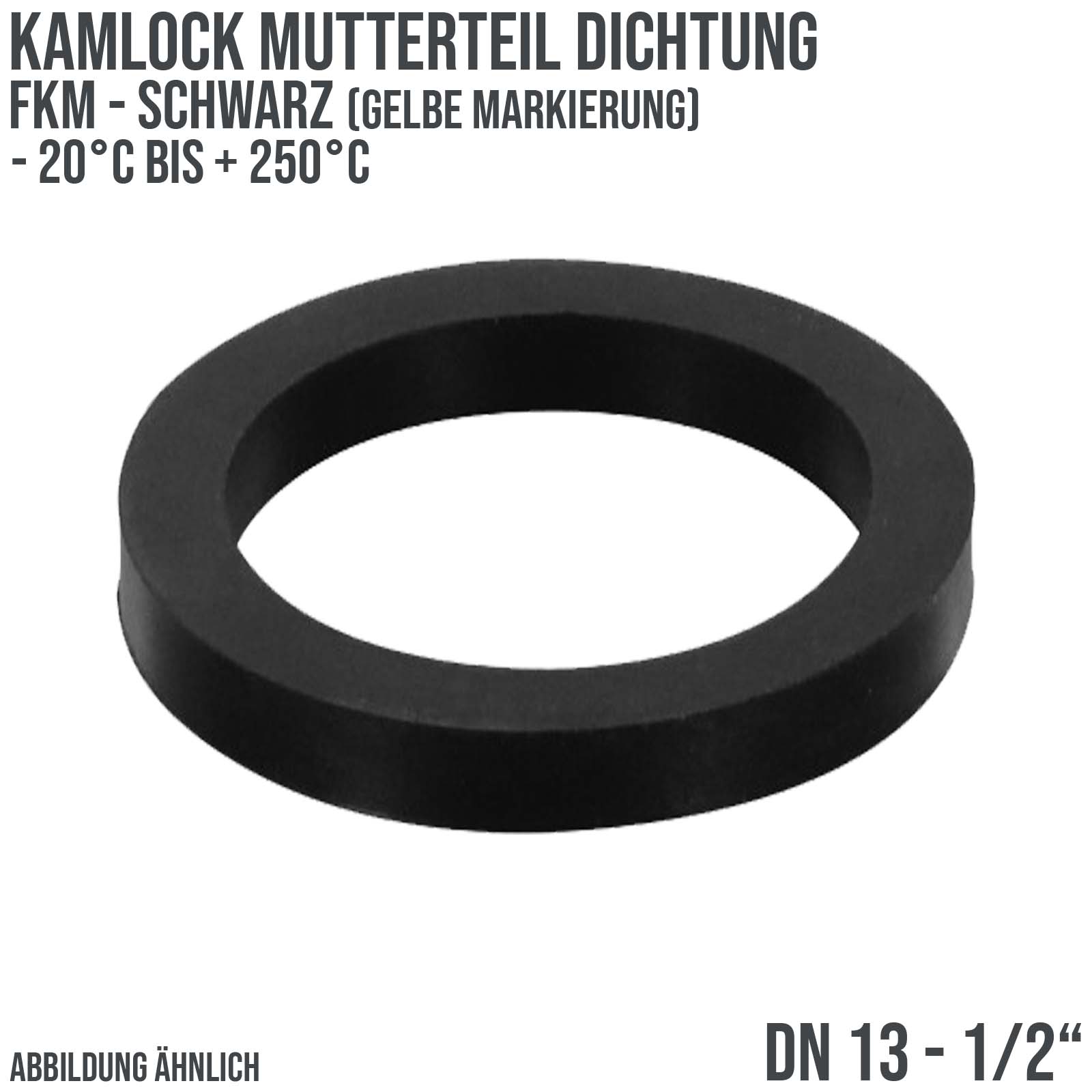 1/2" Zoll Kamlock Dichtung Mutterteil Kupplung schwarz/gelb DN 13