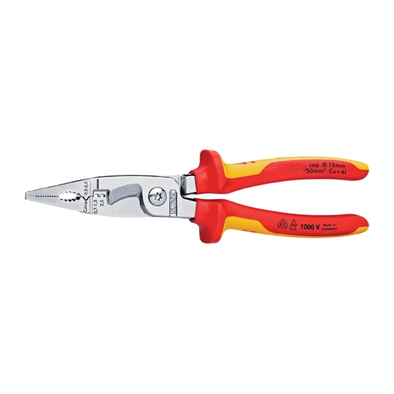 200 mm Multi Installations Zange VDE verchromt 2K Griffe Knipex