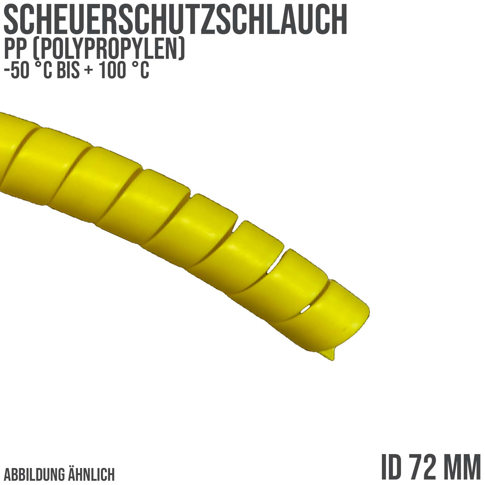 72 x 3,0 mm PP Scheuer Schutz Bündel Schlauch gelb