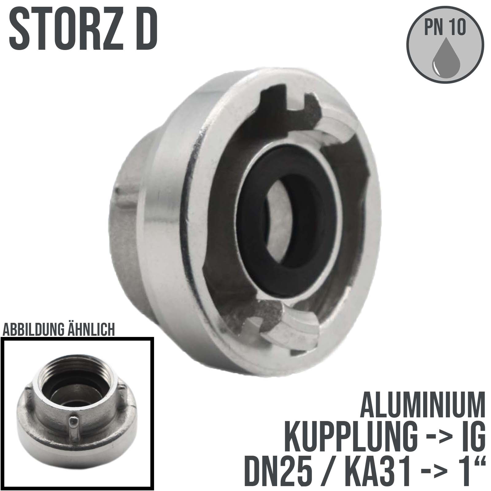 STORZ D DN25 KA31 Kupplung Innengewinde IG 1" Saug Bau Feuerwehr Schlauch Aluminium - PN 16 bar