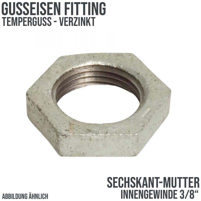 3/8" Gusseisen Temperguss Fitting Nr. 312 Sechskant-Mutter Innengewinde IG DVGW PN 25 bar
