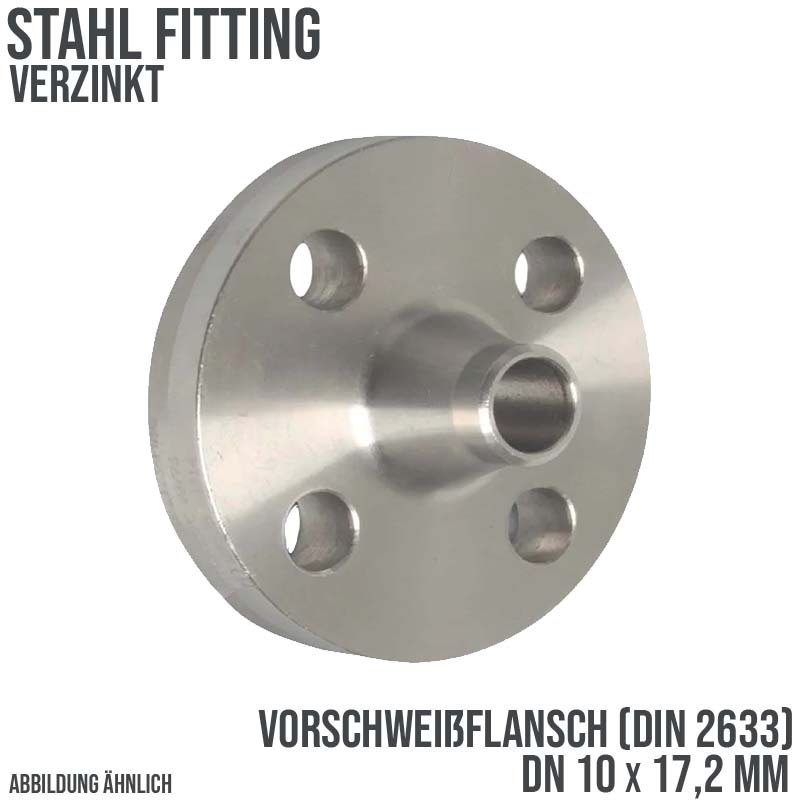 DN 10 x 17,2 mm Vorschweiß Flansch Stumpfschweißung Stahl verzinkt DIN 2633 - PN 16 bar