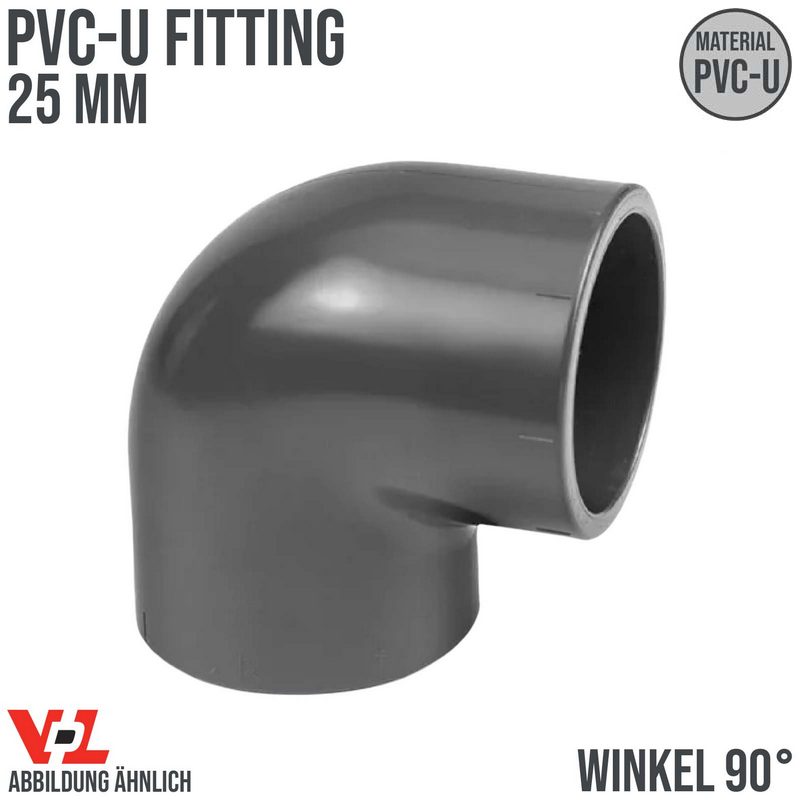 25 mm VDL PVC Klebe Fitting Winkel 90° Muffe Verbinder - PN 16 bar
