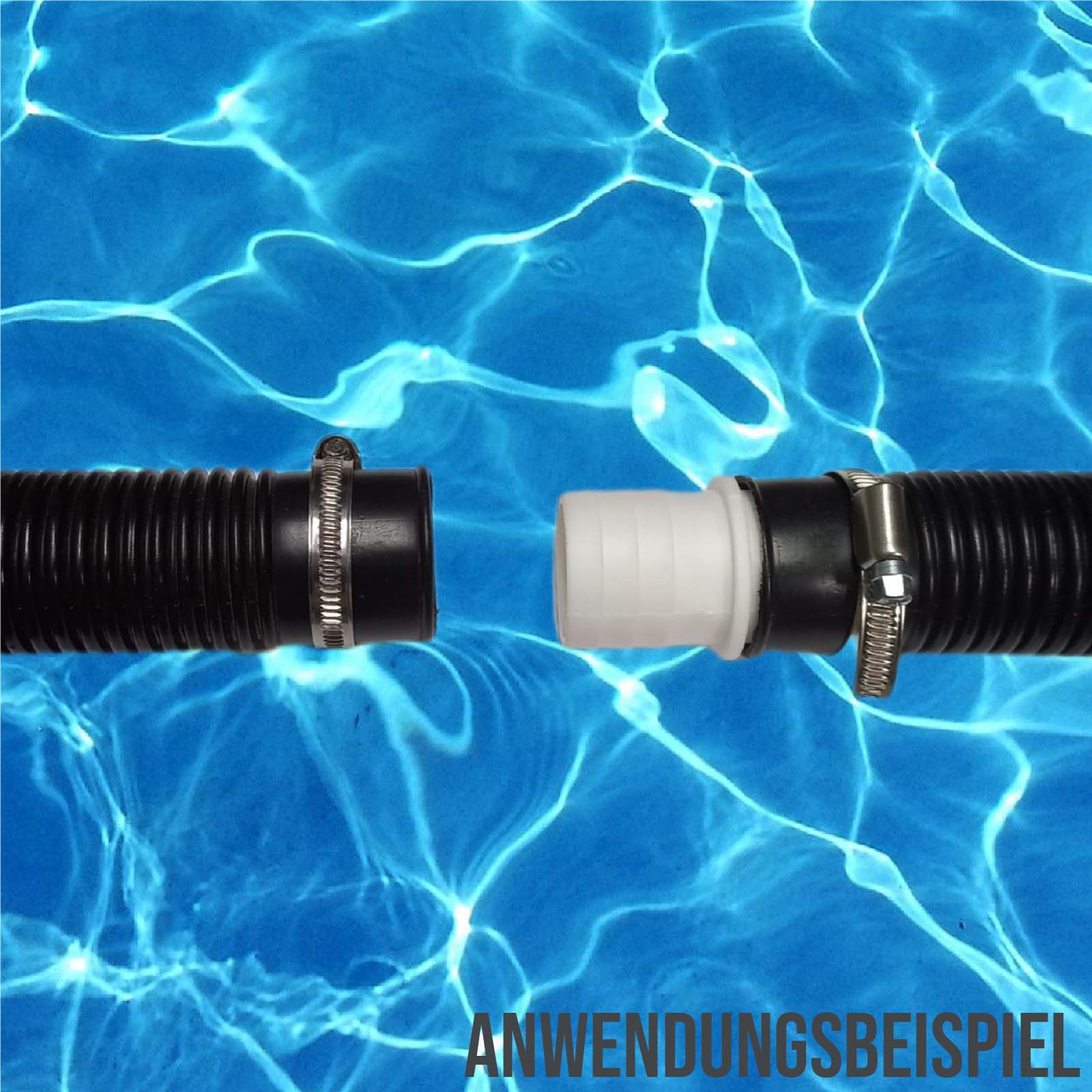 Poolschlauch Reparatur Set  schwarz Schwimmbad Pool Verlängerung 32 mm - 7-teilig