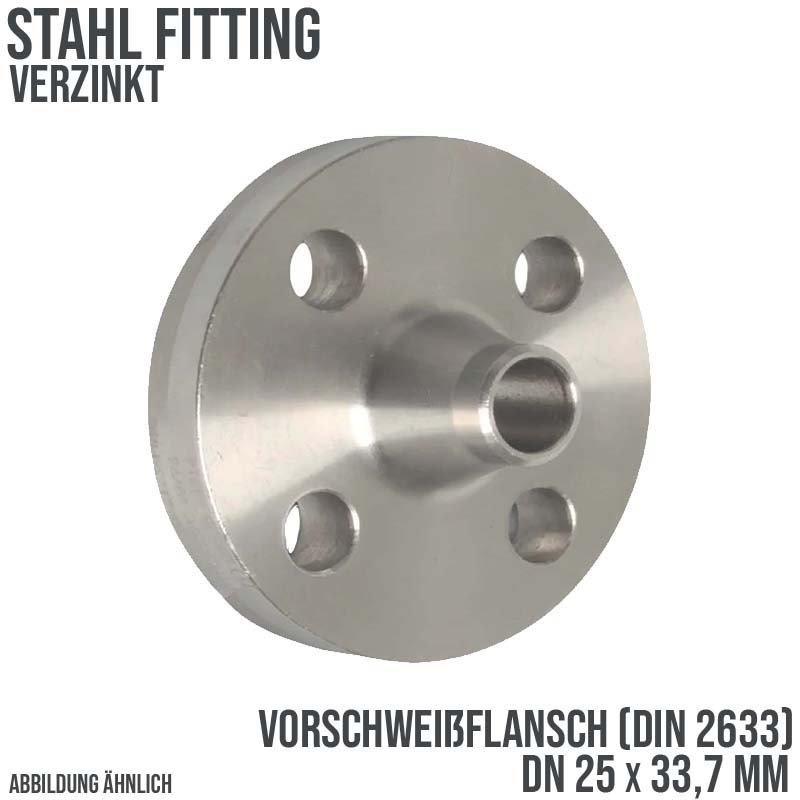 DN 25 x 33,7 mm Vorschweiß Flansch Stumpfschweißung Stahl verzinkt DIN 2633 - PN 16 bar