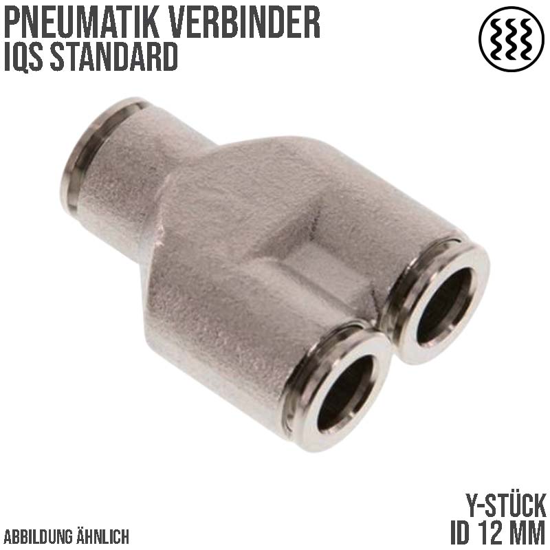 12 mm Pneumatik Schnell Steck Verbinder IQS Y-Stück MSV Messing PA PU Schlauch - PN 16 bar