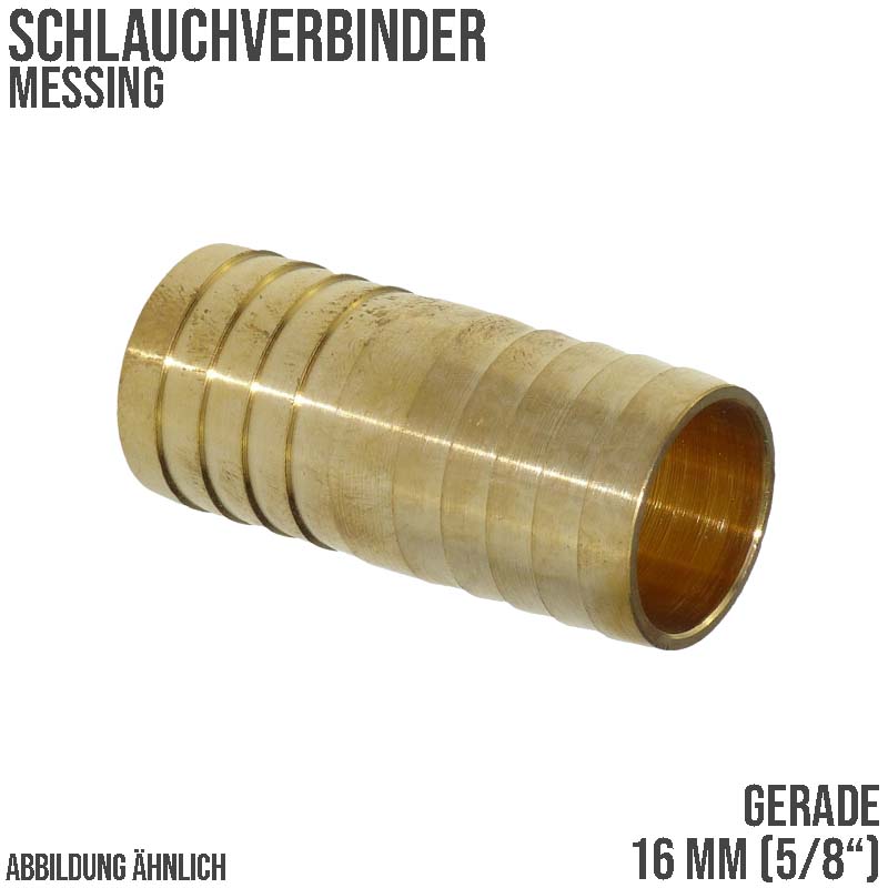 16 mm - 5/8" Zoll gerader Schlauch Verbinder Verteiler Tülle Kupplung Reparatur Messing PN 10 bar