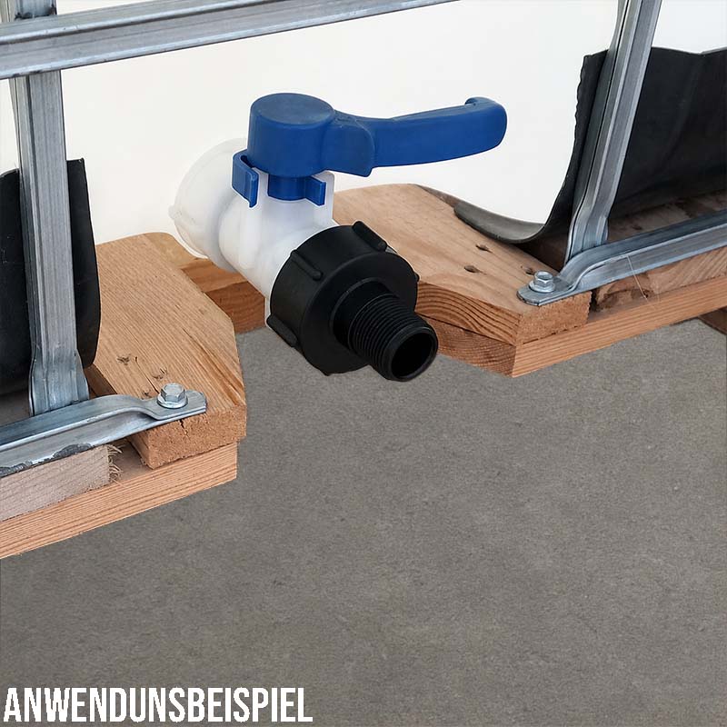 S60 x 6 IBC Adapter mit Außengewinde AG 1" Container Fass Tank Zubehör PN10 bar