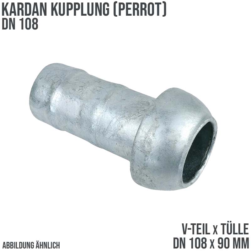 DN 108 Kardan Perrot Kupplung V-Teil mit Tülle Stutzen 90 mm Gülle Schlamm Schlauch