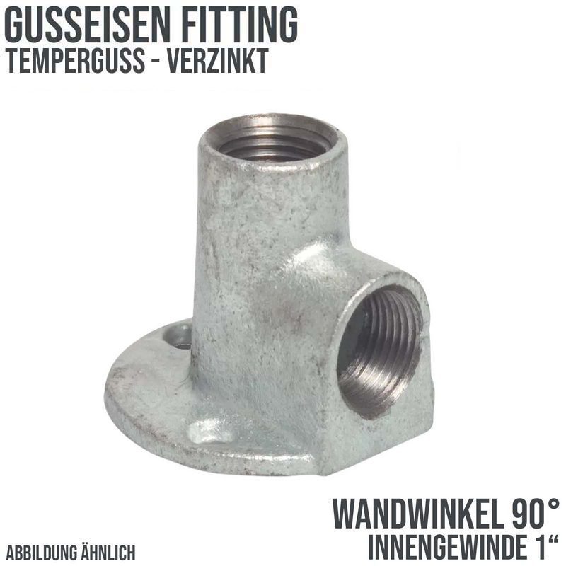 1" Gusseisen Temperguss Fitting Nr. 471 Wandwinkel 90° Innengewinde IG DVGW PN 25 bar