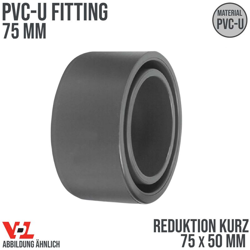 75 x 50 mm VDL PVC Klebe Fitting Reduktion kurz Muffe Verbinder - PN 16 bar